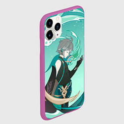 Чехол iPhone 11 Pro матовый Аль Хайтам Геншин, цвет: 3D-фиолетовый — фото 2