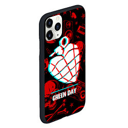 Чехол iPhone 11 Pro матовый Green Day rock glitch, цвет: 3D-черный — фото 2