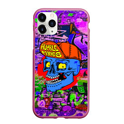 Чехол iPhone 11 Pro матовый Humble minds - skull - graffiti, цвет: 3D-малиновый