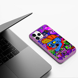 Чехол iPhone 11 Pro матовый Humble minds - skull - graffiti, цвет: 3D-фиолетовый — фото 2