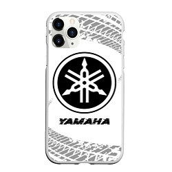 Чехол iPhone 11 Pro матовый Yamaha speed на светлом фоне со следами шин, цвет: 3D-белый
