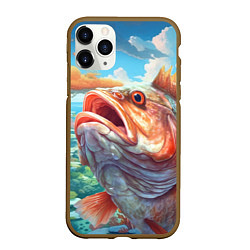 Чехол iPhone 11 Pro матовый Большой карп, цвет: 3D-коричневый
