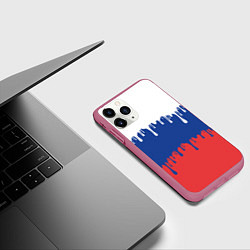 Чехол iPhone 11 Pro матовый Флаг России - потёки, цвет: 3D-малиновый — фото 2