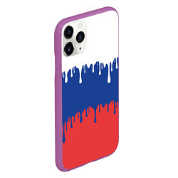 Чехол iPhone 11 Pro матовый Флаг России - потёки, цвет: 3D-фиолетовый — фото 2