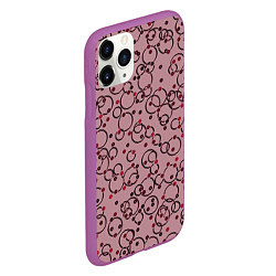 Чехол iPhone 11 Pro матовый Абстракция круги розовый, цвет: 3D-фиолетовый — фото 2