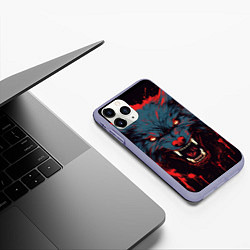 Чехол iPhone 11 Pro матовый Red blue wolf, цвет: 3D-светло-сиреневый — фото 2