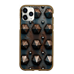 Чехол iPhone 11 Pro матовый Металлическая шипованная текстура, цвет: 3D-коричневый