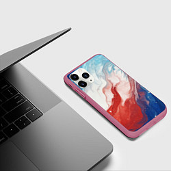 Чехол iPhone 11 Pro матовый Белый синий красный, цвет: 3D-малиновый — фото 2