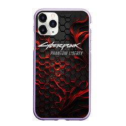 Чехол iPhone 11 Pro матовый Cyberpunk 2077 Phantom liberty red fire