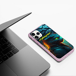 Чехол iPhone 11 Pro матовый Сyberpunk 2077 phantom liberty cat, цвет: 3D-розовый — фото 2