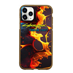 Чехол iPhone 11 Pro матовый Cyberpunk 2077 phantom fire, цвет: 3D-коричневый