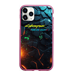 Чехол iPhone 11 Pro матовый Cyberpunk 2077 phantom liberty logo, цвет: 3D-малиновый