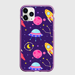 Чехол iPhone 11 Pro матовый Космическая тема паттерн