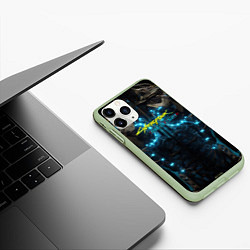 Чехол iPhone 11 Pro матовый Киберпанк 2077 призрачная свобода тело киборга, цвет: 3D-салатовый — фото 2