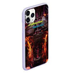 Чехол iPhone 11 Pro матовый Киберпанк 2077 призрачная свобода тело киборга, цвет: 3D-светло-сиреневый — фото 2
