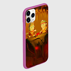 Чехол iPhone 11 Pro матовый Два индейца у костра в пещере, цвет: 3D-фиолетовый — фото 2