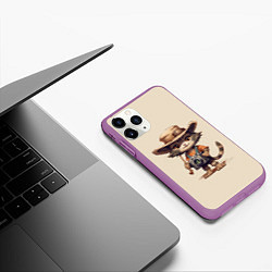 Чехол iPhone 11 Pro матовый Котенок в майке с фотоаппаратом, цвет: 3D-фиолетовый — фото 2