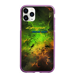 Чехол iPhone 11 Pro матовый Cyberpunk 2077 phantom liberty green, цвет: 3D-фиолетовый