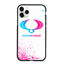 Чехол iPhone 11 Pro матовый SsangYong neon gradient style, цвет: 3D-черный