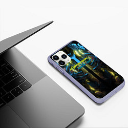 Чехол iPhone 11 Pro матовый Киберпанк 2077 призрачная свобода желтый неон, цвет: 3D-светло-сиреневый — фото 2