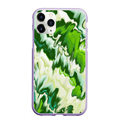 Чехол iPhone 11 Pro матовый Зеленые штрихи, цвет: 3D-светло-сиреневый