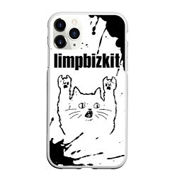 Чехол iPhone 11 Pro матовый Limp Bizkit рок кот на светлом фоне, цвет: 3D-белый