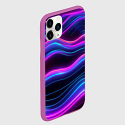 Чехол iPhone 11 Pro матовый Фиолетовые неоновые волны, цвет: 3D-фиолетовый — фото 2
