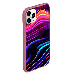 Чехол iPhone 11 Pro матовый Неоновые волны, цвет: 3D-малиновый — фото 2