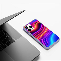 Чехол iPhone 11 Pro матовый Яркие неоновые волны, цвет: 3D-светло-сиреневый — фото 2