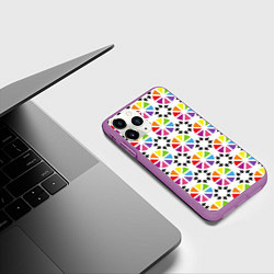 Чехол iPhone 11 Pro матовый Радужный узор, цвет: 3D-фиолетовый — фото 2