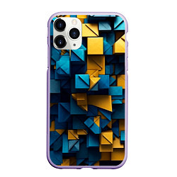 Чехол iPhone 11 Pro матовый Объёмная геометрия, цвет: 3D-светло-сиреневый