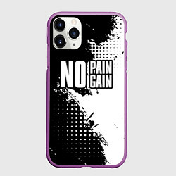 Чехол iPhone 11 Pro матовый No pain no gain - белый, цвет: 3D-фиолетовый