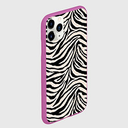 Чехол iPhone 11 Pro матовый Полосатая шкура зебры, белого тигра, цвет: 3D-фиолетовый — фото 2