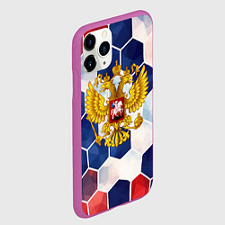 Чехол iPhone 11 Pro матовый Герб России объемные плиты, цвет: 3D-фиолетовый — фото 2