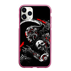 Чехол iPhone 11 Pro матовый Cyberpunk death, цвет: 3D-малиновый