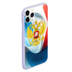 Чехол iPhone 11 Pro матовый Герб РФ абстрактный фон, цвет: 3D-светло-сиреневый — фото 2