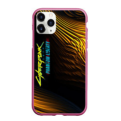 Чехол iPhone 11 Pro матовый Black yellow cyberpunk phantom liberty, цвет: 3D-малиновый