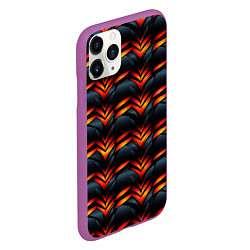 Чехол iPhone 11 Pro матовый Orange abstract black, цвет: 3D-фиолетовый — фото 2