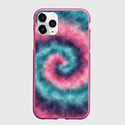 Чехол iPhone 11 Pro матовый Тай дай космос, цвет: 3D-малиновый