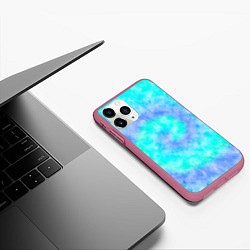 Чехол iPhone 11 Pro матовый Тай дай морская волна, цвет: 3D-малиновый — фото 2