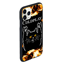 Чехол iPhone 11 Pro матовый Coldplay рок кот и огонь, цвет: 3D-черный — фото 2