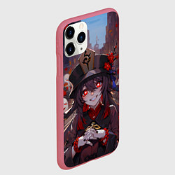 Чехол iPhone 11 Pro матовый Ху тао с призраками - Геншин, цвет: 3D-малиновый — фото 2