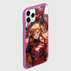 Чехол iPhone 11 Pro матовый Аска Ленгли и робот, цвет: 3D-фиолетовый — фото 2
