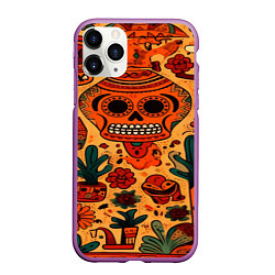 Чехол iPhone 11 Pro матовый Мариачи Пустыни, цвет: 3D-фиолетовый