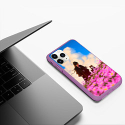 Чехол iPhone 11 Pro матовый Девушка самурай и сиба ину, цвет: 3D-фиолетовый — фото 2