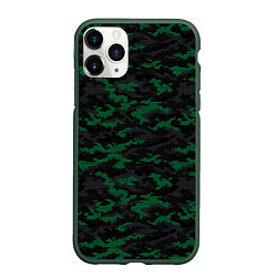 Чехол iPhone 11 Pro матовый Точечный камуфляжный узор Spot camouflage pattern, цвет: 3D-темно-зеленый