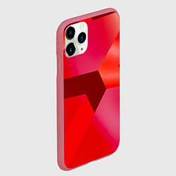 Чехол iPhone 11 Pro матовый Красная геометрия, цвет: 3D-малиновый — фото 2