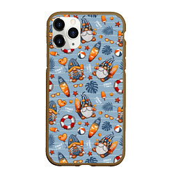 Чехол iPhone 11 Pro матовый Пляжные гномы, цвет: 3D-коричневый