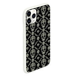 Чехол iPhone 11 Pro матовый Узор с черепами Pattern with skulls, цвет: 3D-белый — фото 2