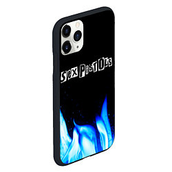 Чехол iPhone 11 Pro матовый Sex Pistols blue fire, цвет: 3D-черный — фото 2